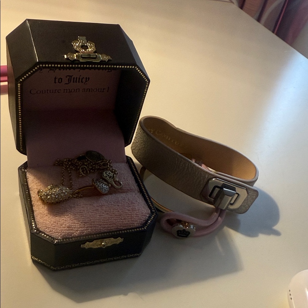 Juicy Couture Pink and Tan Bracelet Set